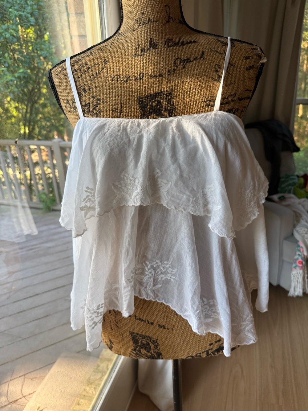 J. Crew White Tiered Eyelet High-Low Skirt